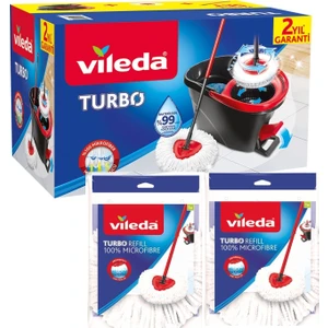 Turbo Pedallı Döner Hazneli Otomatik Temizlik Seti 2'li Üçgen Yedek Mop
