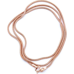 Akyüz Gümüş 55 cm Tilki Kuyruğu Roz Gümüş Zincir