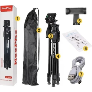Neepho Profesyonel Tripod Bluetooth Kumanda, Telefon Tutucu ve Çantalı Tripod 155 cm
