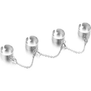 Sw Future Punk Tarzı Zincir Bağlantı Çoklu Parmak Halka Gümüş Yüzükler (Yurt Dışından)