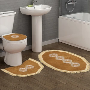 Alanur Home Queen Sarmaşık Şekilli Nakışlı 3 Lü Set Açık Kahve