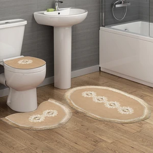 Alanur Home Queen Sarmaşık Şekilli Nakışlı 3 Lü Set Cappuccino
