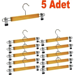 5 Adet Ahşap Askılık Mandallı Etek Askısı Elbise Askısı