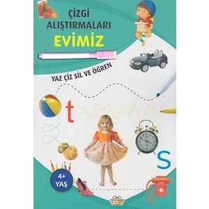 0-6 Yaş Yayınları Çizgi Alıştırmaları Evimiz (Yaz-Çiz-Sil ve Öğren) + Kalem