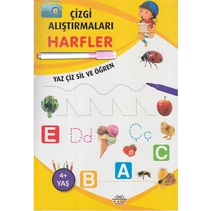 0-6 Yaş Yayınları Çizgi Alıştırmaları Harfler (Yaz-Çiz-Sil ve Öğren) + Kalem
