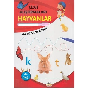 0-6 Yaş Yayınları Çizgi Alıştırmaları Hayvanlar(Yaz-Çiz-Sil ve Öğren)+ Kalem