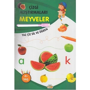 0-6 Yaş Yayınları Çizgi Alıştırmaları Meyveler (Yaz-Çiz-Sil ve Öğren) + Kalem