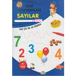 0-6 Yaş Yayınları Çizgi Alıştırmaları Sayılar (Yaz-Çiz-Sil ve Öğren) + Kalem