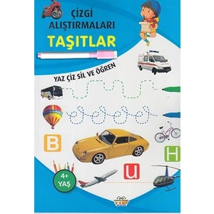 0-6 Yaş Yayınları Çizgi Alıştırmaları Taşıtlar (Yaz-Çiz-Sil ve Öğren) + Kalem