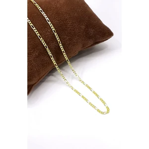 Omar Silver Unisex Ince Figaro 2,2 mm 925 Ayar Gold Altın Kaplama Gümüş Kolye Zincir