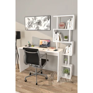 Koordinat Pratik Kitaplıklı Çalışma Masası Beyaz 120X50