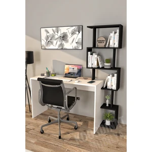 Koordinat Pratik Kitaplıklı Çalışma Masası Beyaz Siyah 120X50