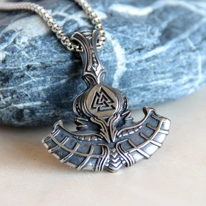 Thor Çekici Mjollnir Mitolojik Viking Valknut Çelik Kolye