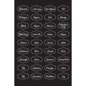 En Özeli Mutfak Baharatlık Sticker Seti - Siyah