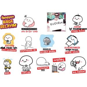 En Özeli Komik Quby Pentol Temalı Telefon Laptop Notebook Tablet Sticker Seti 14 Adet