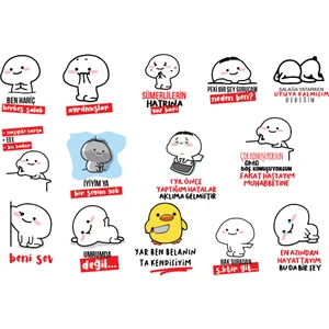 En Özeli Komik Quby Pentol Temalı Telefon Laptop Notebook Tablet Sticker Seti 14 Adet