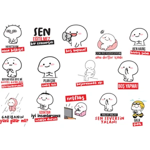 En Özeli Komik Quby Pentol Temalı Telefon Laptop Notebook Tablet Sticker Seti 14 Adet