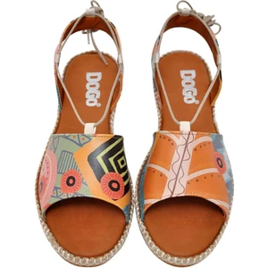 Kadın Vegan Deri Turuncu Bağcıklı Sandalet - Welcome to the Tribe Tasarım