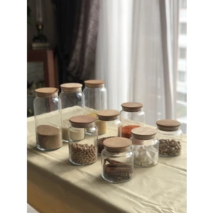 Markimo Home Bambu Vakumlu Kapaklı 3 Boy Cam  Kavanoz 9'lu Set