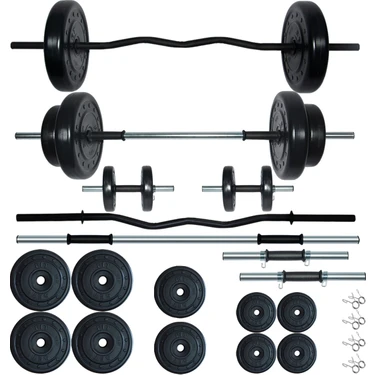 Fitset 68 kg Z Barlı Halter Seti ve Dambıl Seti Ağırlık Fitness