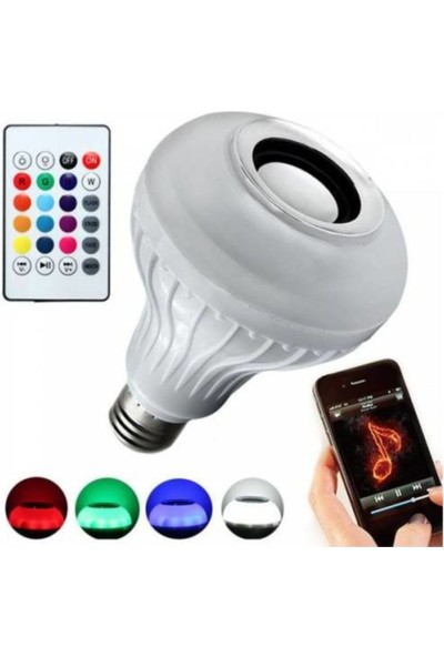 Sunika LED Müzik Ampul 12W Bluetooth Özelliği Vardır Kumandalı Ledli Müzik Ampul Sunıka Dl-09