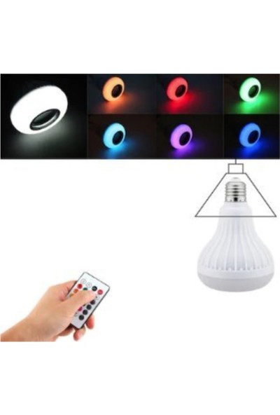 Sunika LED Müzik Ampul 12W Bluetooth Özelliği Vardır Kumandalı Ledli Müzik Ampul Sunıka Dl-09