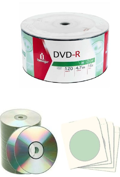 Iomega Boş Dvd-R 16X .4,7 GB 20 Adet ve 20 Adet DVD Zarfı