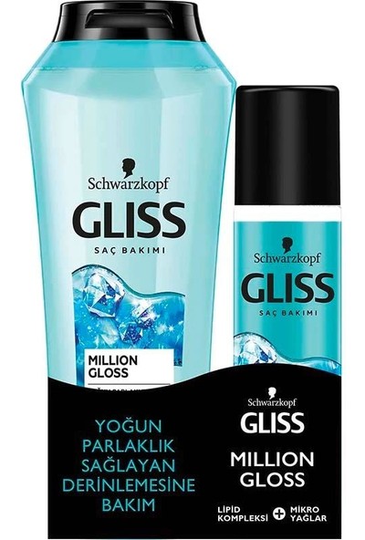 Gliss Şampuan 400ML + Sıvı Saç Kremi 200ML Million Gloss