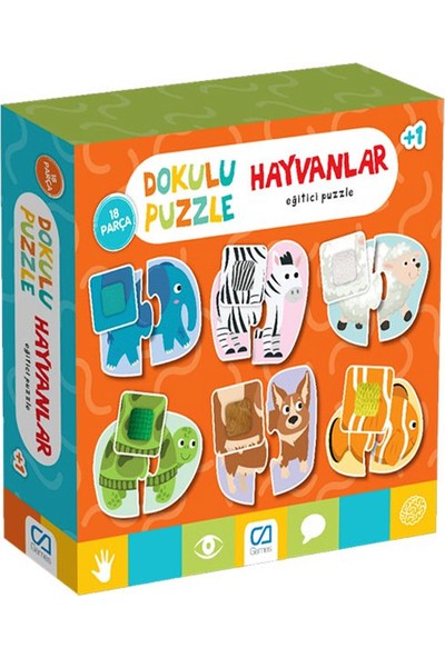 +1 Yaş Hayvanlar Dokulu Puzzle 18 Parça (Ca Games)