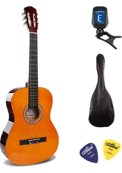 4/4 Tamboy Klasik Gitar Seti (Gitar-Akort Cihazı-Kılıf-Pena) - Sarı