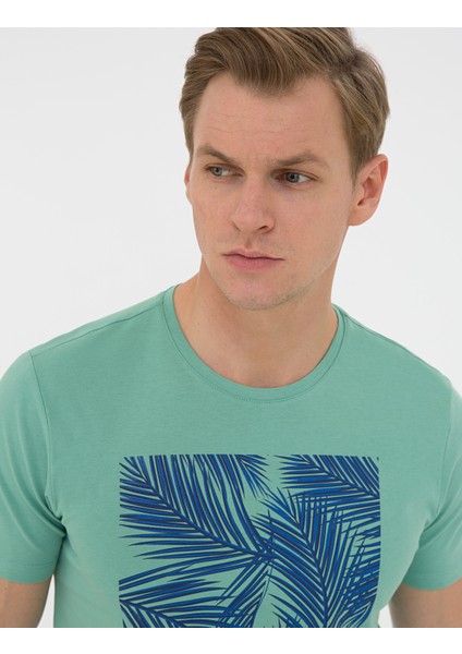 Erkek Çağla Slim Fit Baskılı Bisiklet Yaka Tişört 50241487-VR016 fiyatları