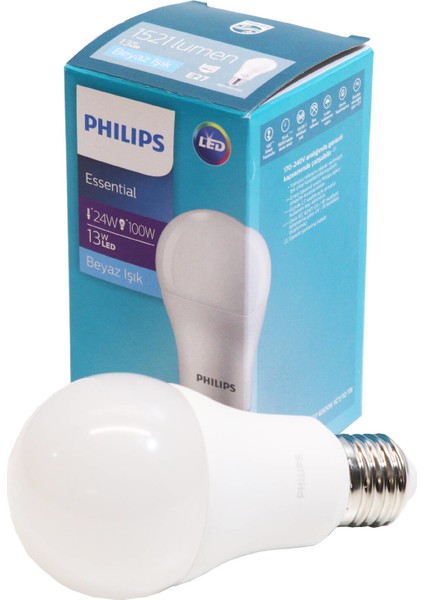 Essential LED Lamba 13W - 100W E27 Duy 6500K Beyaz Işık( 3 Lü Paket)