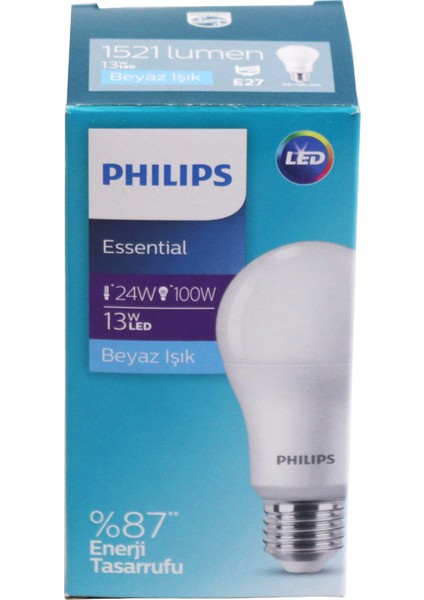 Essential LED Lamba 13W - 100W E27 Duy 6500K Beyaz Işık( 3 Lü Paket)