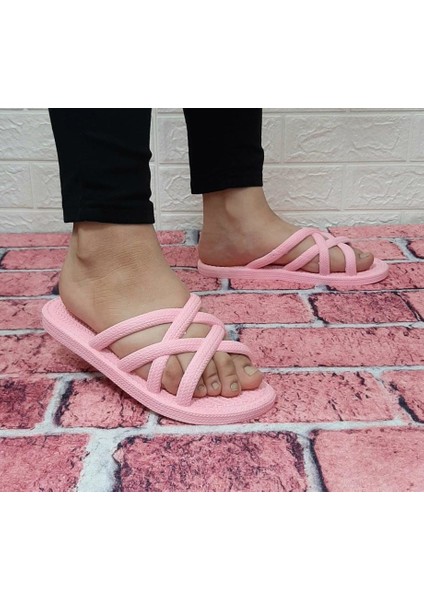 12494 Pembe Renk Halatlı Terlik