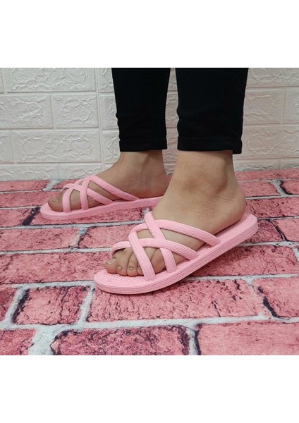 12494 Pembe Renk Halatlı Terlik