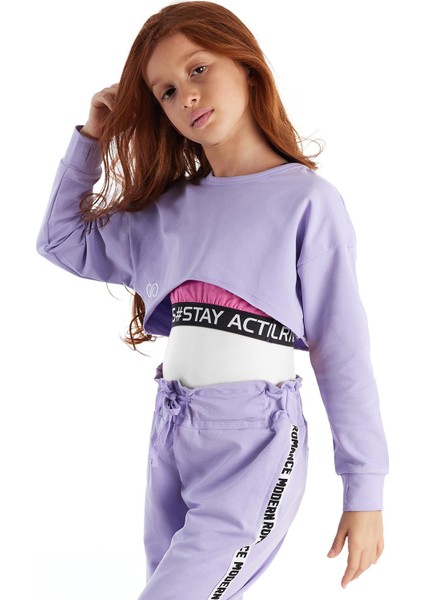 Nakışlı Basic Crop Üst Uzun Kol