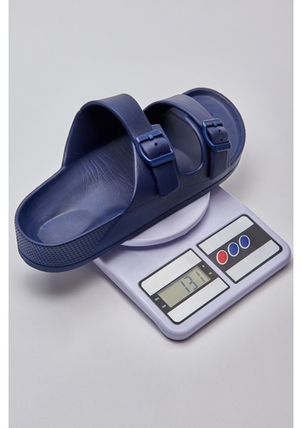 Erkek Lacivert Çift Bantlı Tokalı Terlik fiyatları