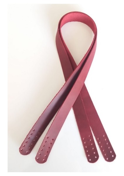 Kırmızı Crazy Oil Renk Gerçek Deri 70X2.3 cm Çift Sap