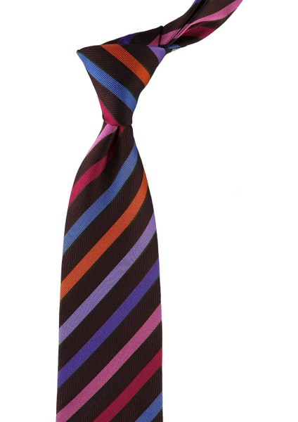 Scarpi Style Çok Renkli Çizgi Desen Italyan Ipek Kravat İK875