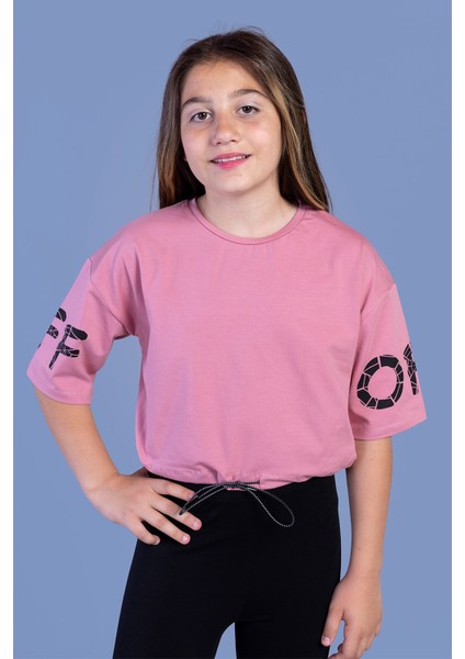Toontoy Kız Çocuk Baskılı Crop Tişört