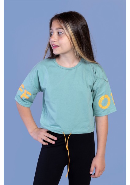 Toontoy Kız Çocuk Baskılı Crop Tişört
