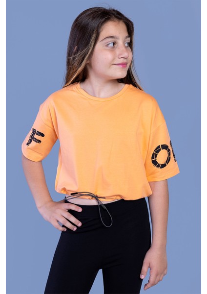 Toontoy Kız Çocuk Baskılı Crop Tişört