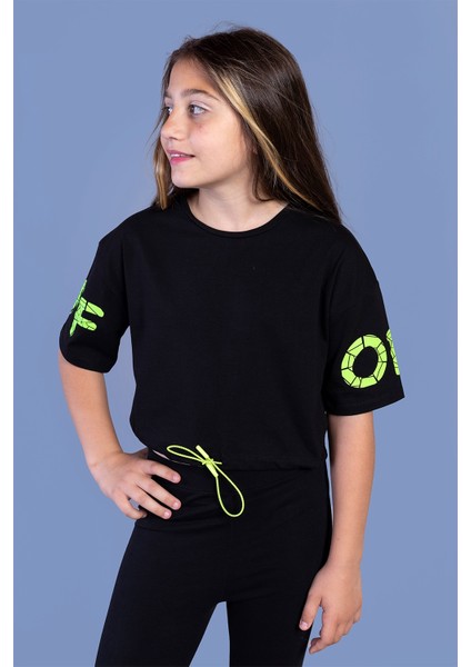Toontoy Kız Çocuk Baskılı Crop Tişört