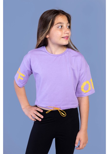 Toontoy Kız Çocuk Baskılı Crop Tişört