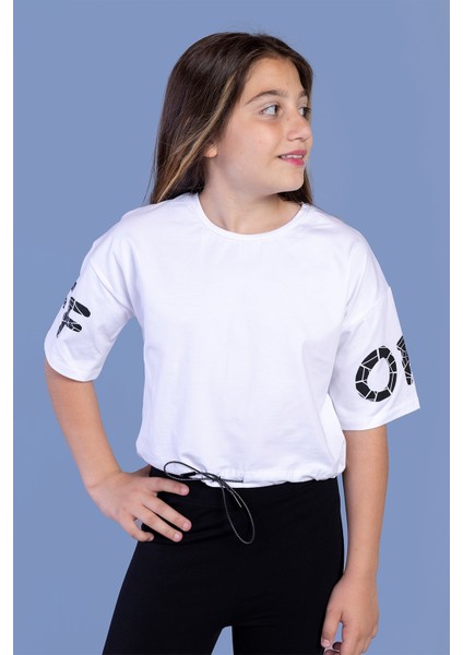 Toontoy Kız Çocuk Baskılı Crop Tişört