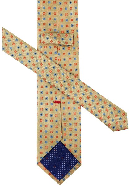 Viali Style Sarı Küçük Desen Italyan Ipek Kravat İK849