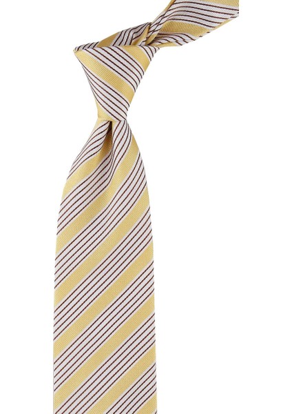 Mandelli Style Sarı Çizgi Desen Italyan Ipek Kravat İK861