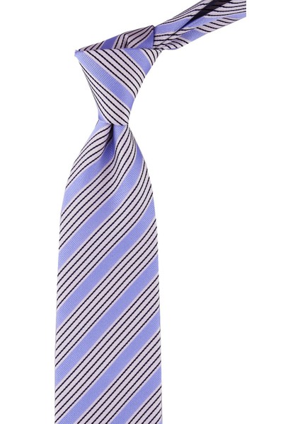 Liviano Style Lila Çizgi Desen Italyan Ipek Kravat İK863
