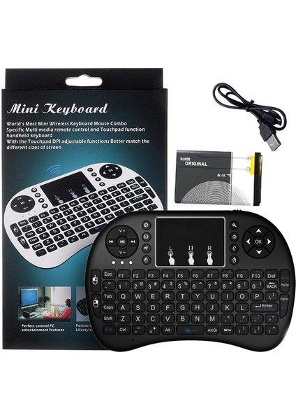 keepro Smart Tv Box PS3 Uyumlu Kablosuz Şarjlı Touchpadli Mini  Klavye