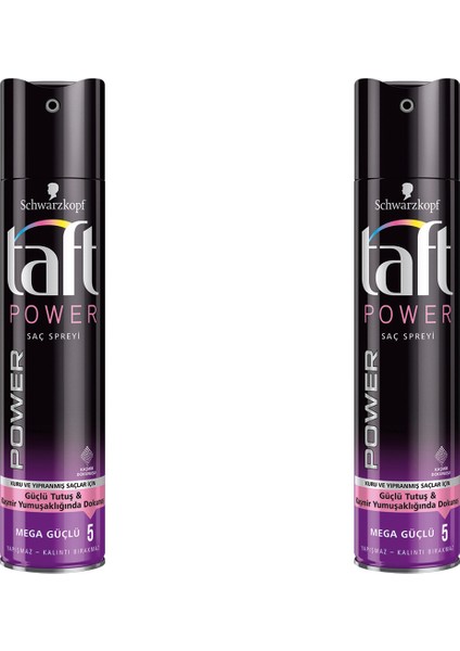 Taft Power Saç Spreyi Mega Güçlü 5 Mor Siyah 2li